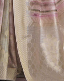 Rose Pink Khadi Printed Woven Saree