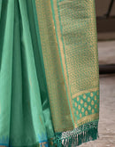 Teal Green Silk Woven Saree