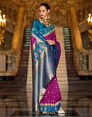 Magenta Silk Woven Banarasi Saree