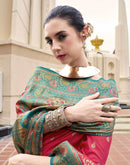 Coral Red Silk Woven Banarasi Saree