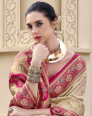 Beige Silk Woven Banarasi Saree