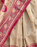 Beige Silk Woven Banarasi Saree
