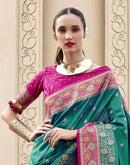 Teal Green Silk Woven Banarasi Saree
