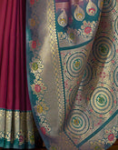 Wine Silk Woven Saree