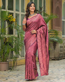 Dark Purple Silk Woven Banarasi Saree