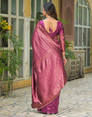 Dark Purple Silk Woven Banarasi Saree