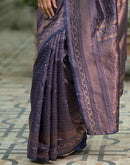 Navy Blue Silk Woven Saree