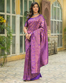 Purple Silk Woven Saree