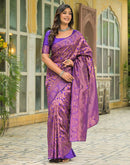 Purple Silk Woven Saree