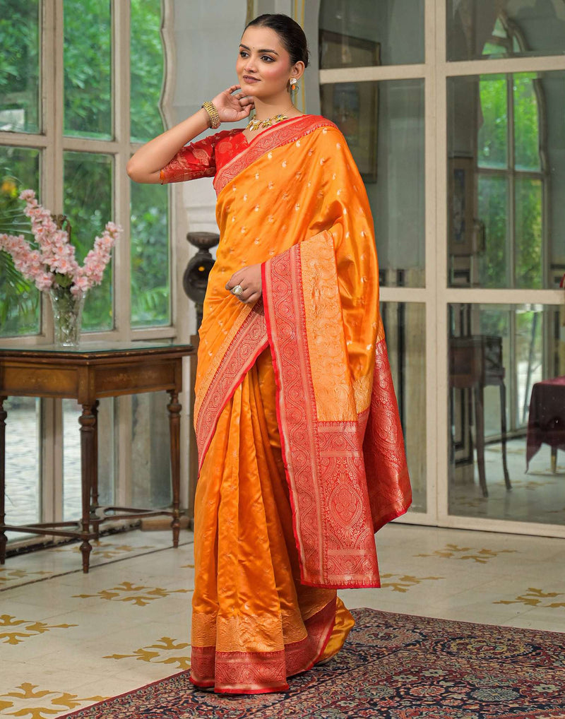Yellow Silk Woven Banarasi Saree