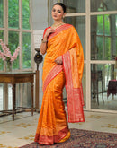 Yellow Silk Woven Banarasi Saree
