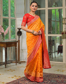 Yellow Silk Woven Banarasi Saree