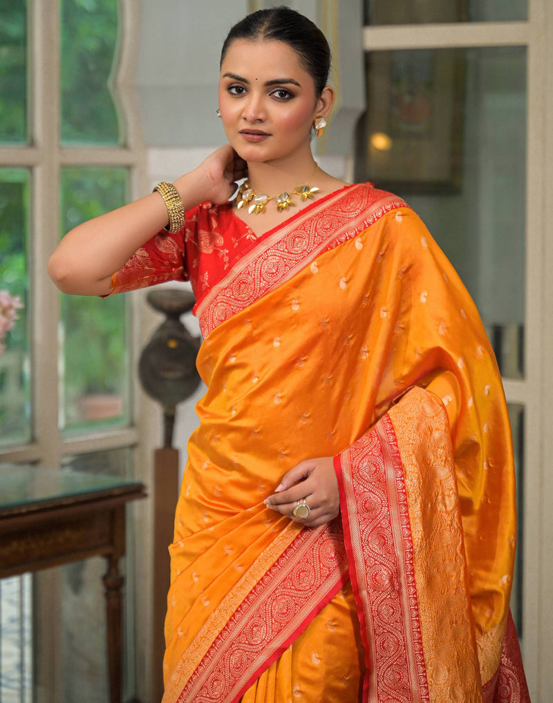 Yellow Silk Woven Banarasi Saree