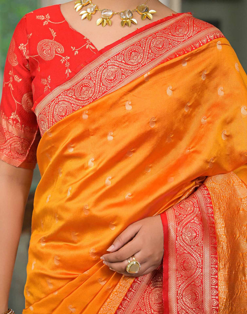 Yellow Silk Woven Banarasi Saree