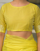 Bright Yellow Silk Woven Plain Saree