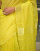 Bright Yellow Silk Woven Plain Saree