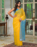 Yellow Linen Woven Saree