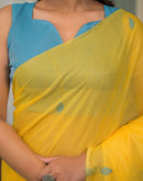 Yellow Linen Woven Saree