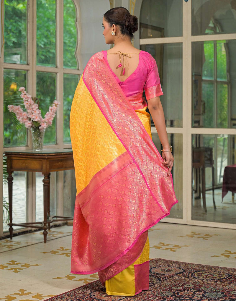 Yellow Silk Woven Kanjivaram Saree