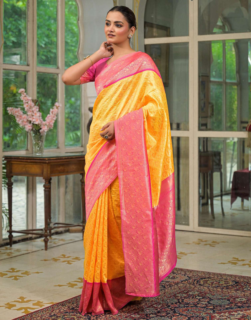 Yellow Silk Woven Kanjivaram Saree