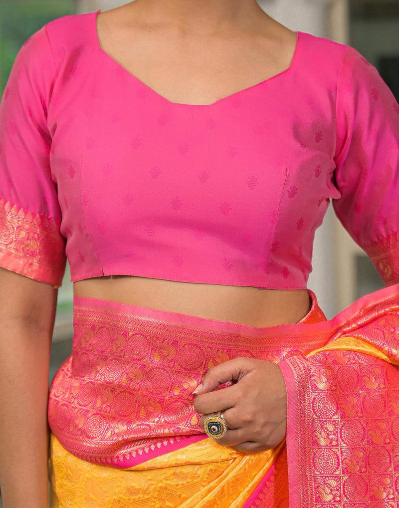 Yellow Silk Woven Kanjivaram Saree