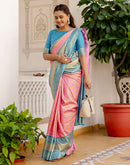 Pink Silk Woven Kanjivaram Saree