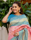 Pink Silk Woven Kanjivaram Saree