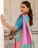 Pink Silk Woven Kanjivaram Saree