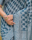 Blue Silk Woven Saree