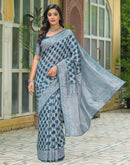 Blue Silk Woven Saree