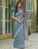 Blue Silk Woven Saree