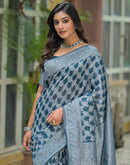 Blue Silk Woven Saree