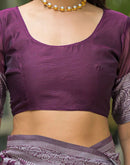 Wine Silk Woven Saree