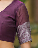 Wine Silk Woven Saree
