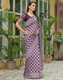 Wine Silk Woven Saree