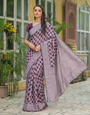 Wine Silk Woven Saree
