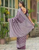 Wine Silk Woven Saree