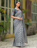 Grey Silk Woven Saree