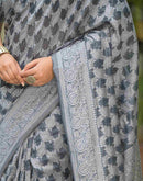 Grey Silk Woven Saree
