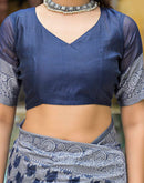 Navy Blue Silk Woven Saree
