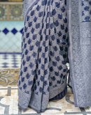 Navy Blue Silk Woven Saree
