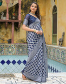 Navy Blue Silk Woven Saree