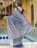 Navy Blue Silk Woven Saree