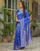 Blue Silk Woven Banarasi Saree