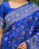 Blue Silk Woven Banarasi Saree