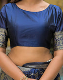 Navy Blue Silk Woven Banarasi Saree