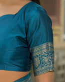 Teal Blue Silk Woven Banarasi Saree