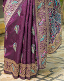 Dark Purple Silk Woven Banarasi Saree