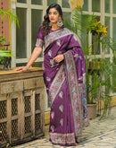 Dark Purple Silk Woven Banarasi Saree