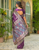 Dark Purple Silk Woven Banarasi Saree